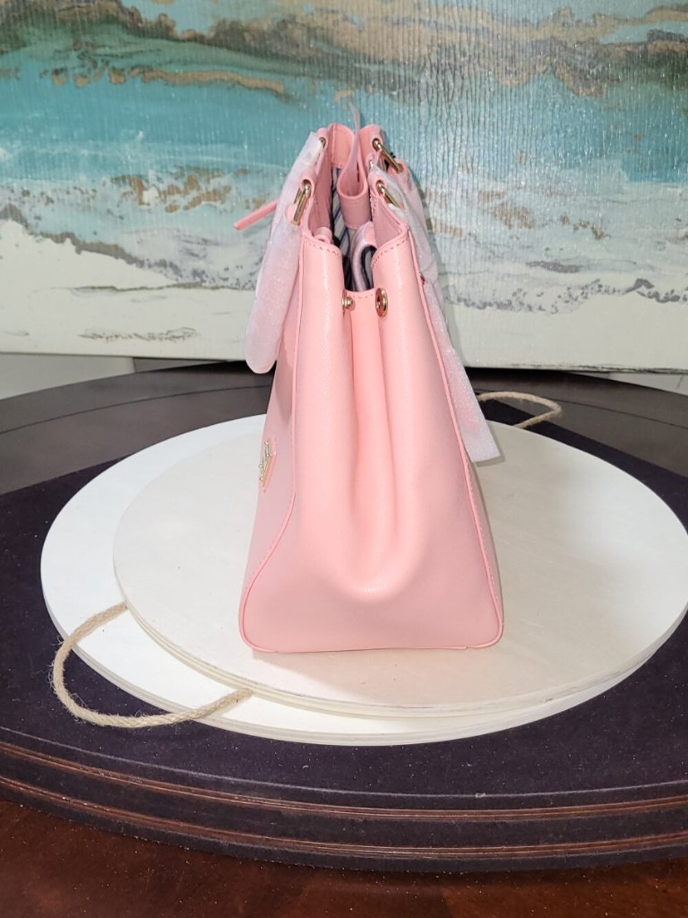 Dooney & Bourke  Pink (Bubble Gum) Saffiano Leather Satchel  [Item #HL13] - Picture 4 of 16